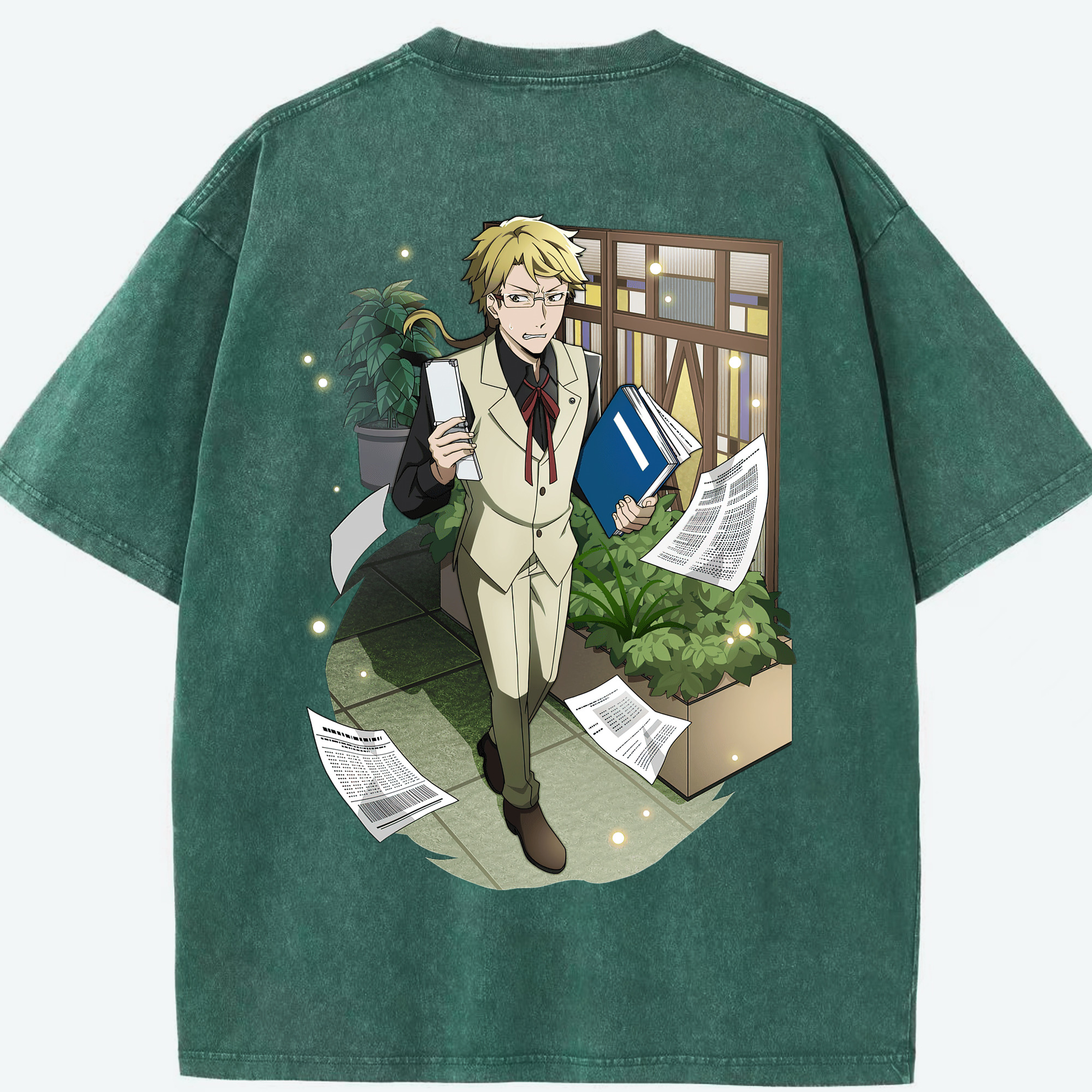 （画像用） 文豪ストレイドッグス Bungo Stray Dogs 綿100% ヴィンテージ風 半袖Tシャツ（背面プリント）